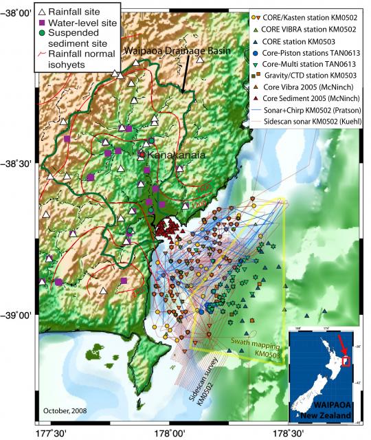 New Zealand Focus Site activity map (2008)