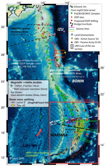 Izu-Bonin-Marianas Focus Site activity map (2008)