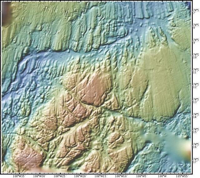 Ocean floor map of iceberg gouges, Amundsen Sea (2008)